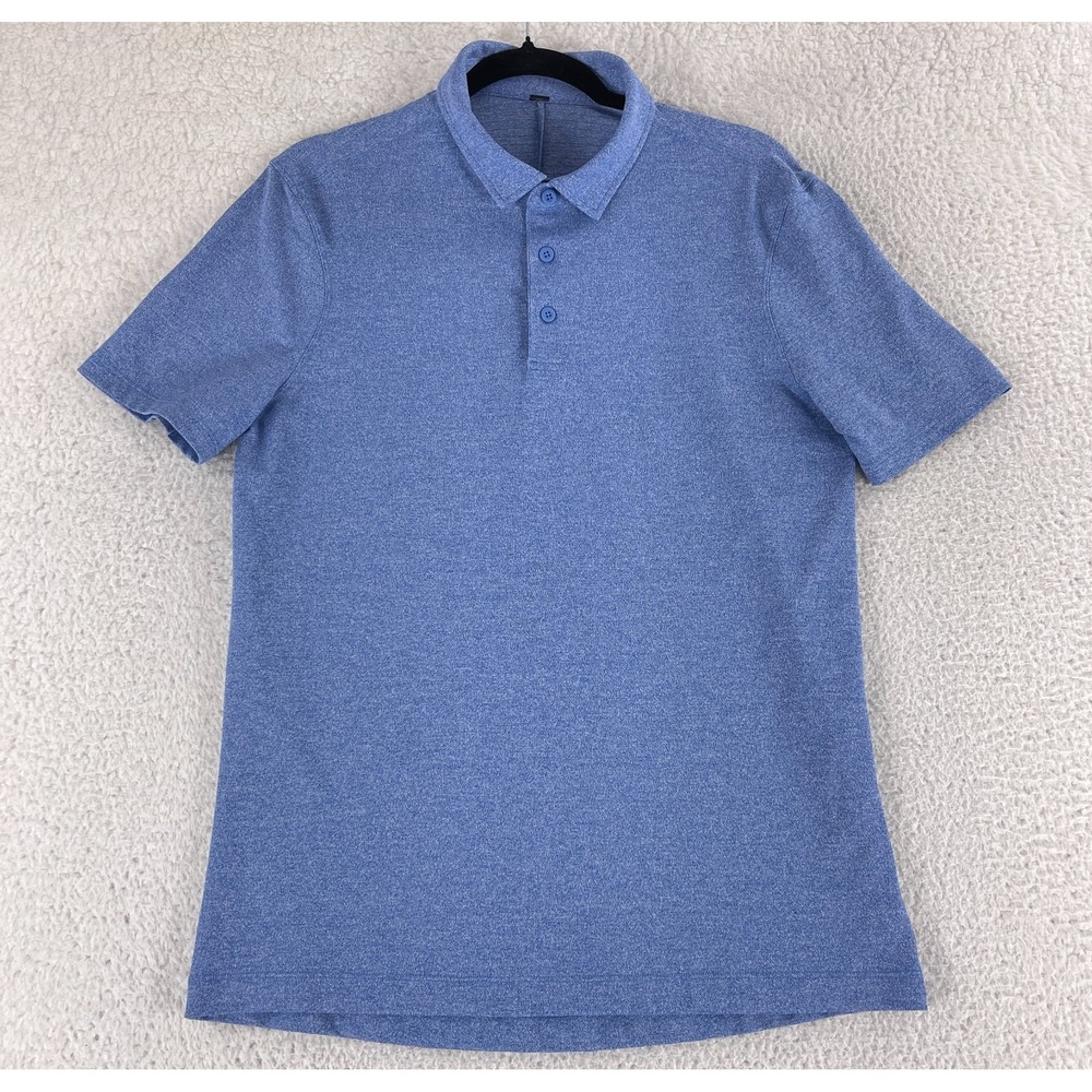 Lululemon Evolution Polo Shirt Mens Small Blue Short Sleeve Casual Golf Active - Picture 1 of 11